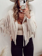 Fringe Open Front Cropped Jacket (4)