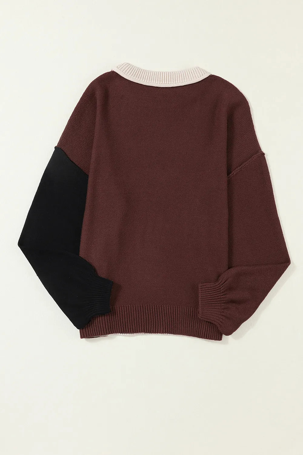 Contrast Round Neck Dropped Shoulder Sweater (16)