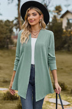 Textured Open Front Long Sleeve Cardigan (9)