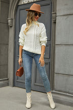 Cable-knit Turtle Neck Long Sleeve Sweater (7)