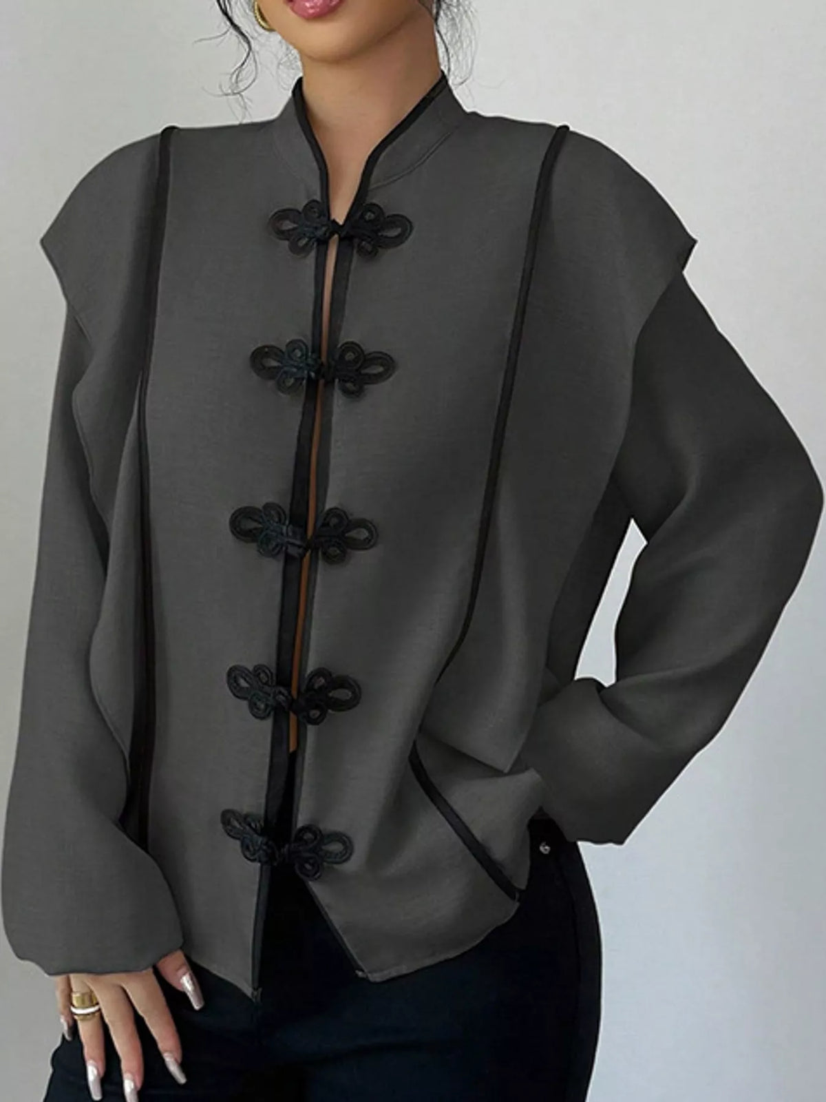 Chinese-style Mandarin Collar Blouse (22)
