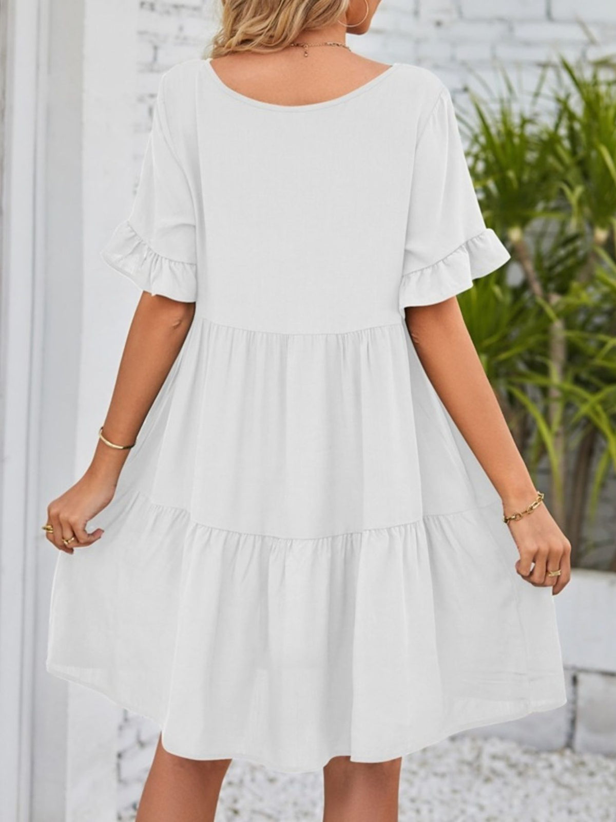 Ruffled Sleeve Tiered Mini Dress (22)