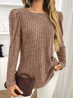 Round Neck Puff Sleeve T-shirt (28)