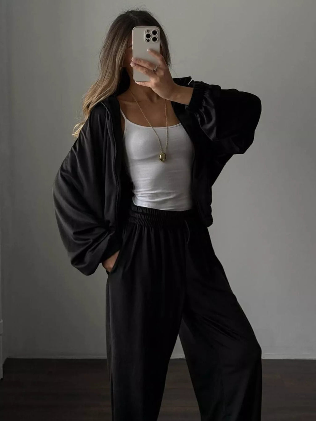 Zip Up Long Sleeve Outerwear Pants Set (7)