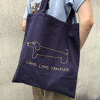 Dachshund Illustration Two-color Thin Canvas Bag photo 1
