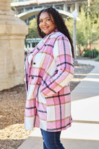 Full Size Plaid Button Up Lapel Collar Coat (6)