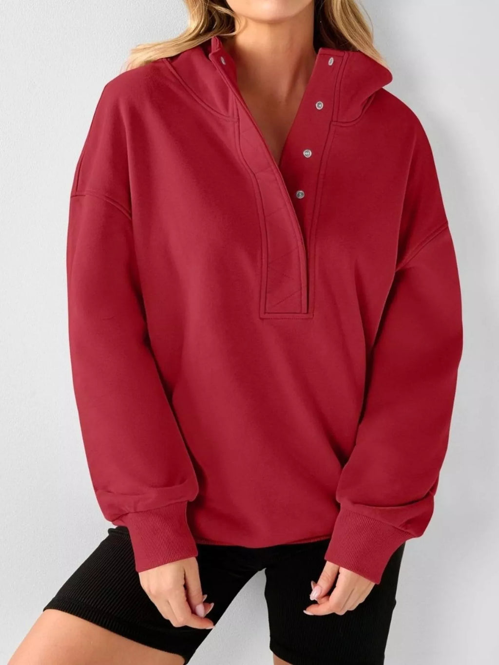 Half Snap Dropped Shoulder Hoodie (12)