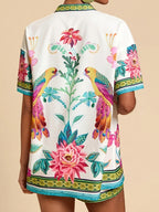 Printed Open Front Cardigan Shorts Set (5)