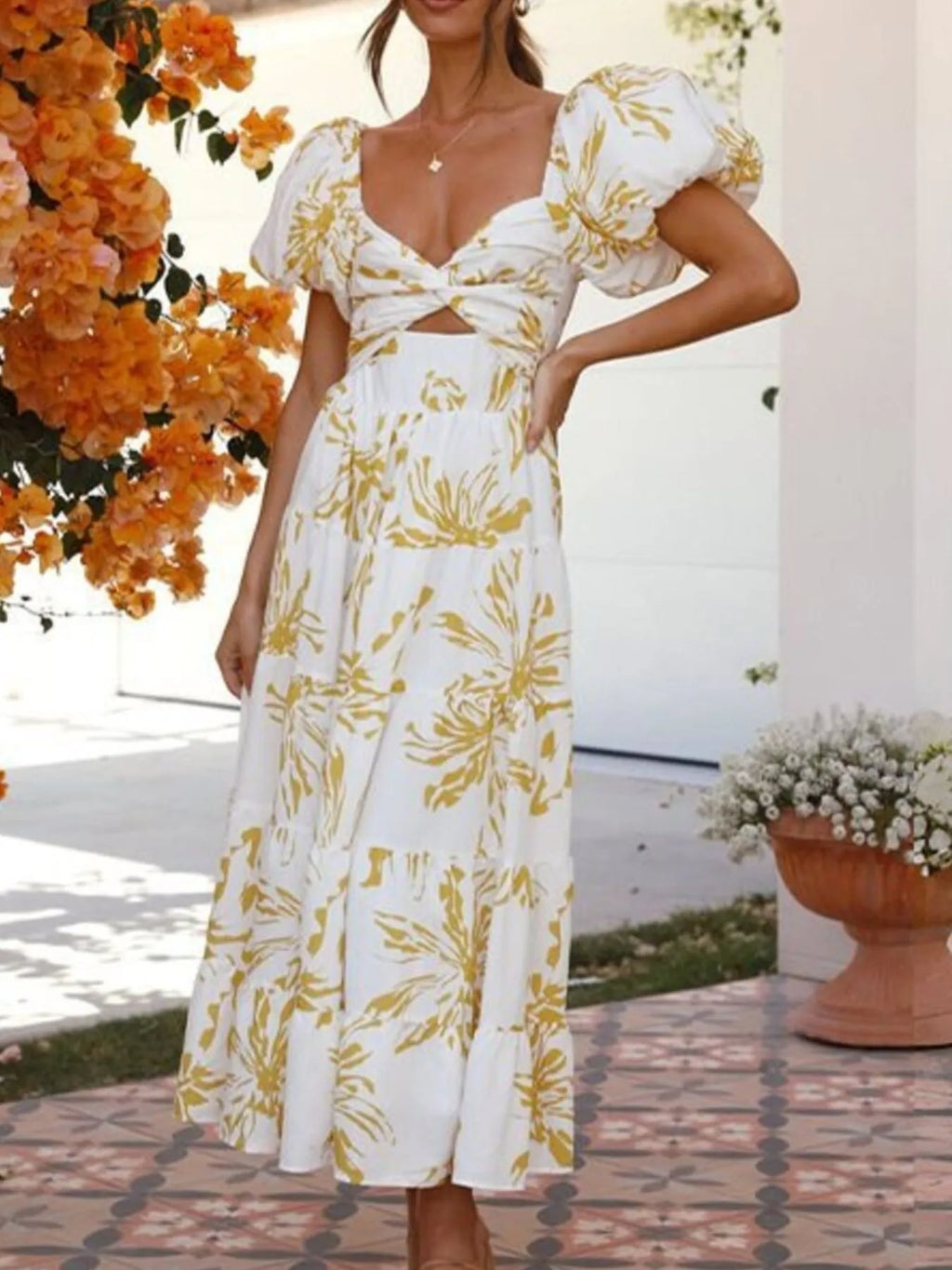 Off-shoulder Floral Tiered Dress Ruffle Details (27)