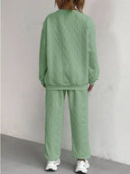 Texture Round Neck Top Pants Set (10)
