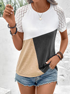 Block Raglan Sleeve Round Neck Tee (8)