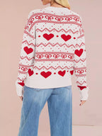 Heart Pattern Dropped Shoulder Sweater (9)