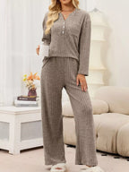 Ribbed Knit Top Wide-leg Pants Set (14)