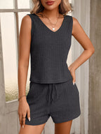 Ribbed Knit Tank Shorts Set (2)