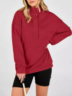 Half Snap Dropped Shoulder Hoodie (14)