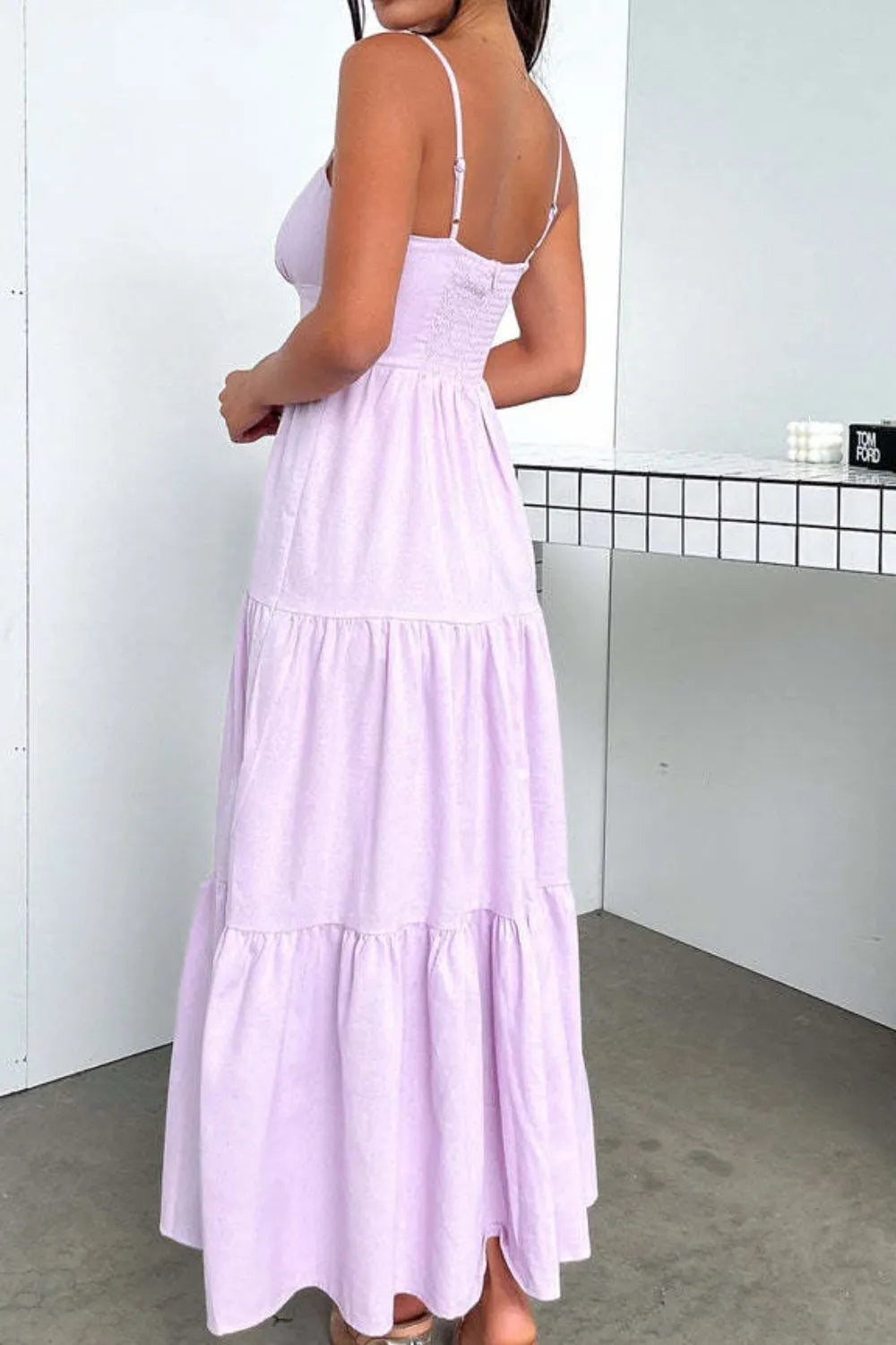 Cut-out Tiered Dress Spaghetti Straps (10)