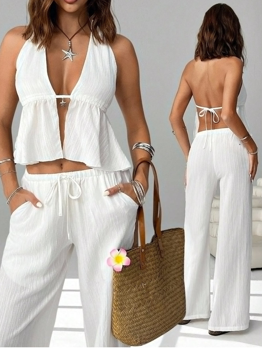 Halter Neck Cami Pants Set (2)