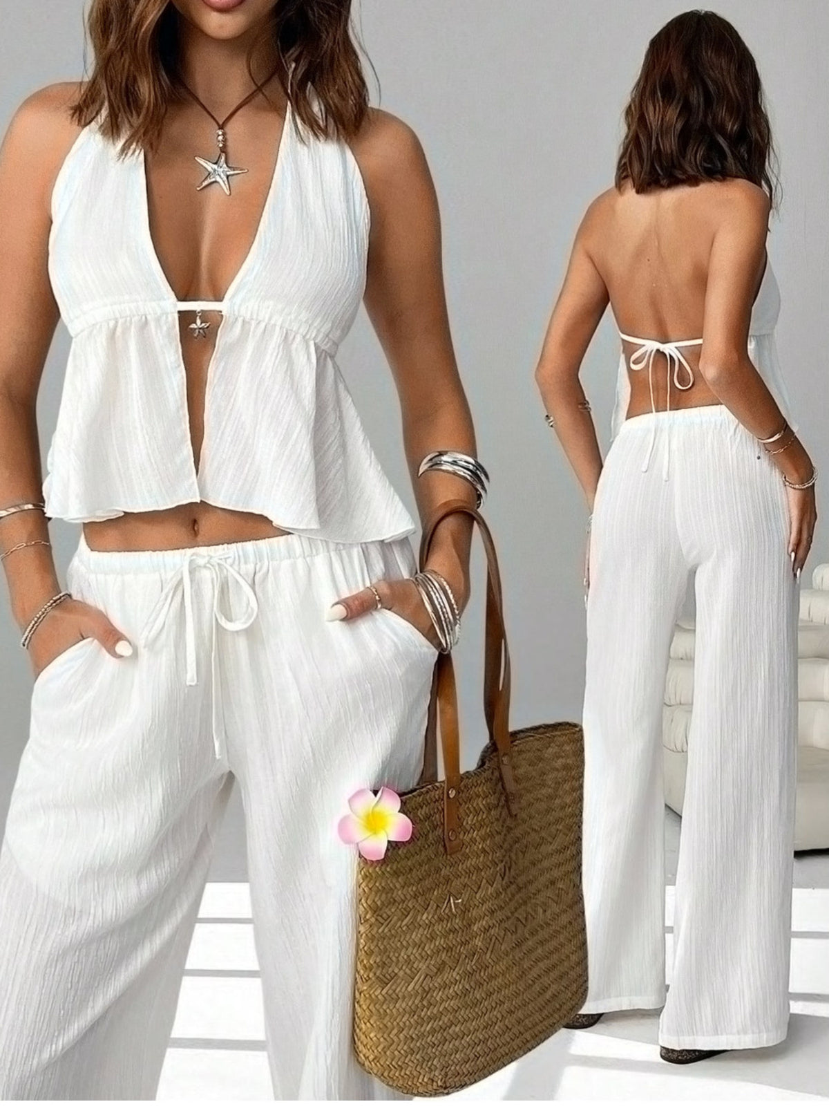 Halter Neck Cami Pants Set (2)