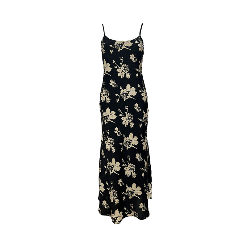 Printed Suspender Fishtail Midi Dress photo 4