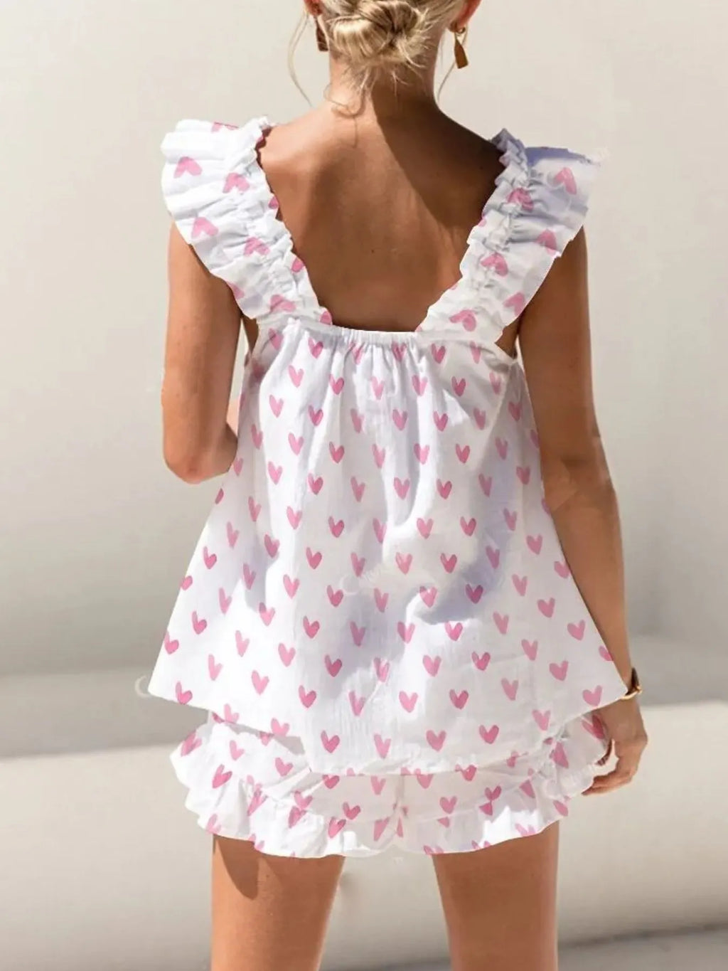 Ruffled Striped Tank Shorts Set (9)