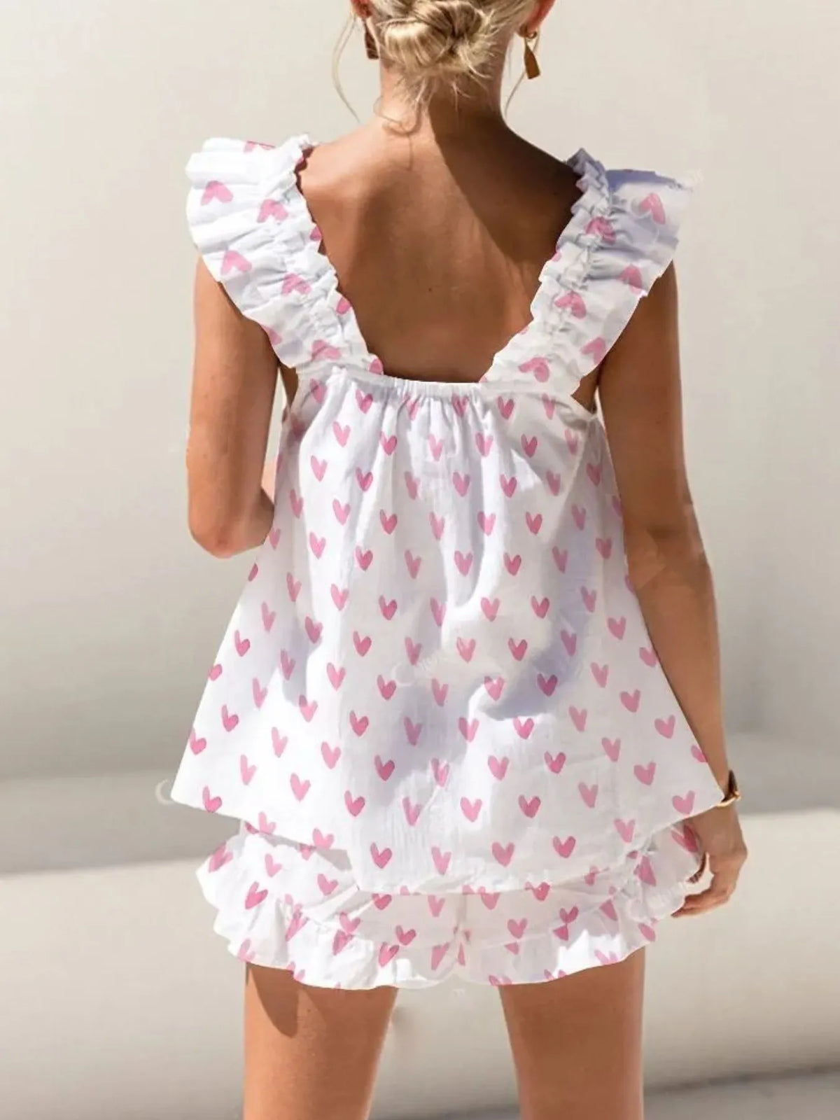 Ruffled Striped Tank Shorts Set (9)