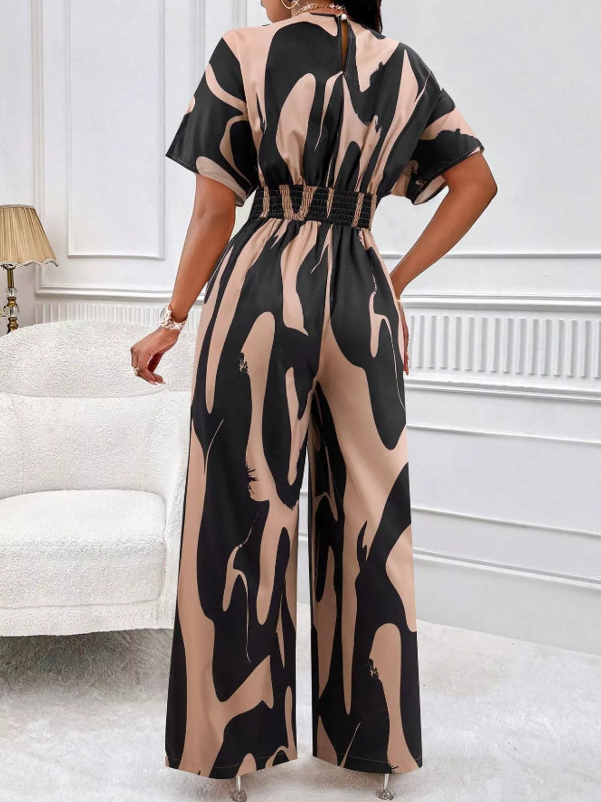Abstract Print Wide-leg Jumpsuit (9)