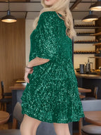 Sequin Round Neck Half Sleeve Mini Dress (27)