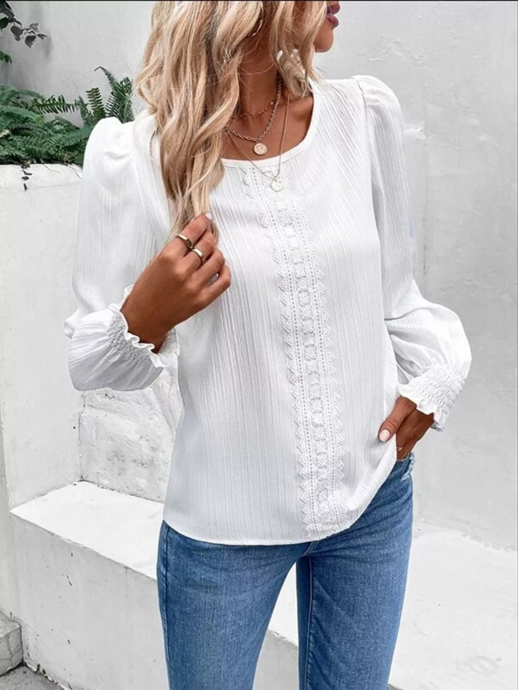 Lace Trim Long Sleeve Blouse (16)