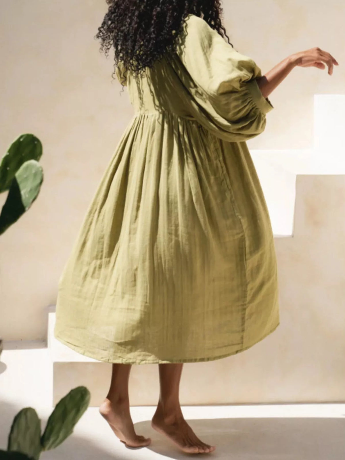 Tie Neck 3/4 Sleeve Midi Dress (18)