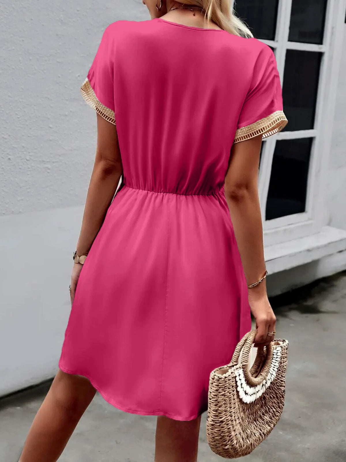 V-neck Short Sleeve Mini Dress (19)