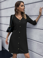 Button Down V-neck Mini Dress (9)