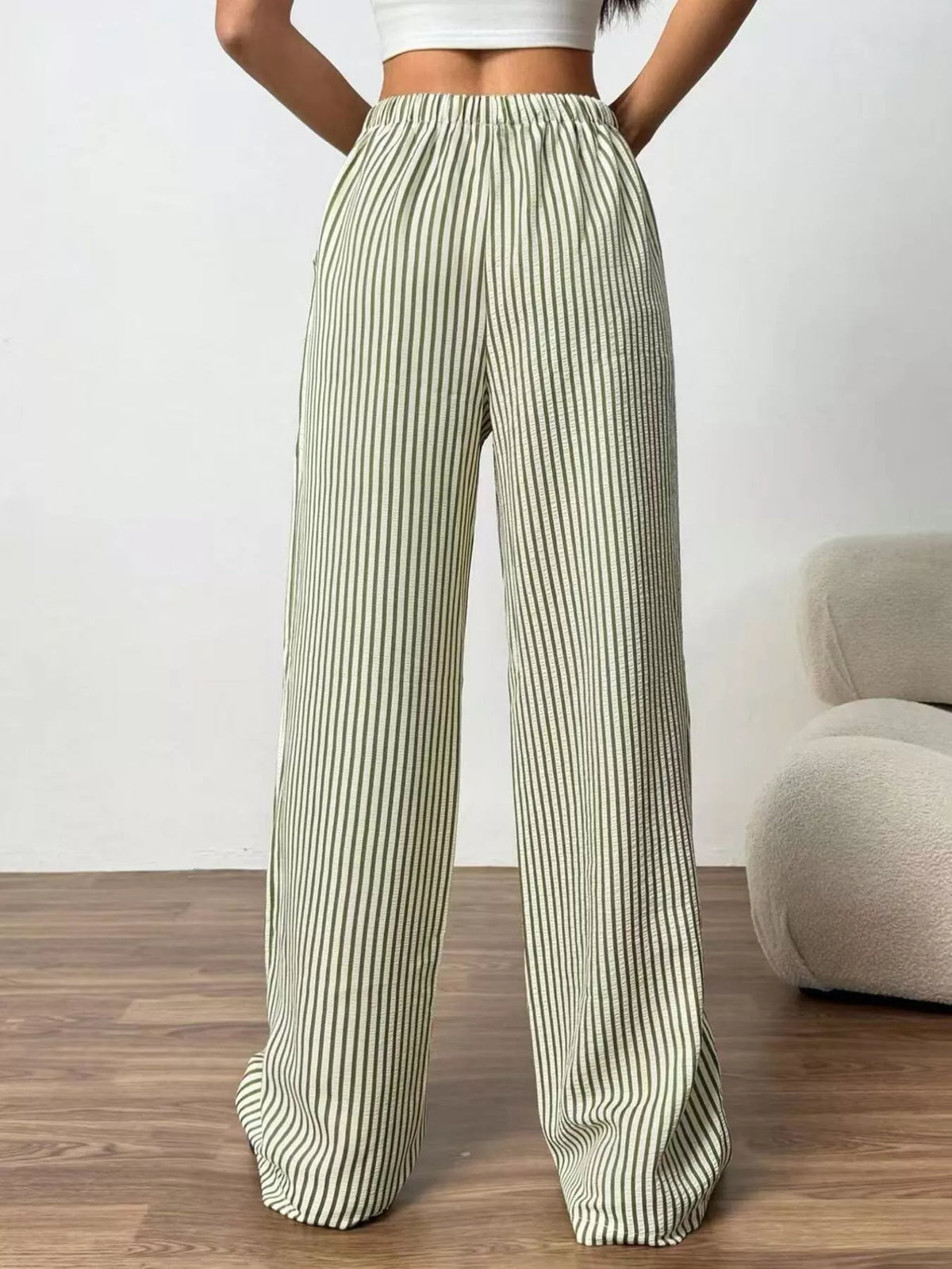 Full Size Striped Drawstring Waist Wide Leg Pants Plus (14)