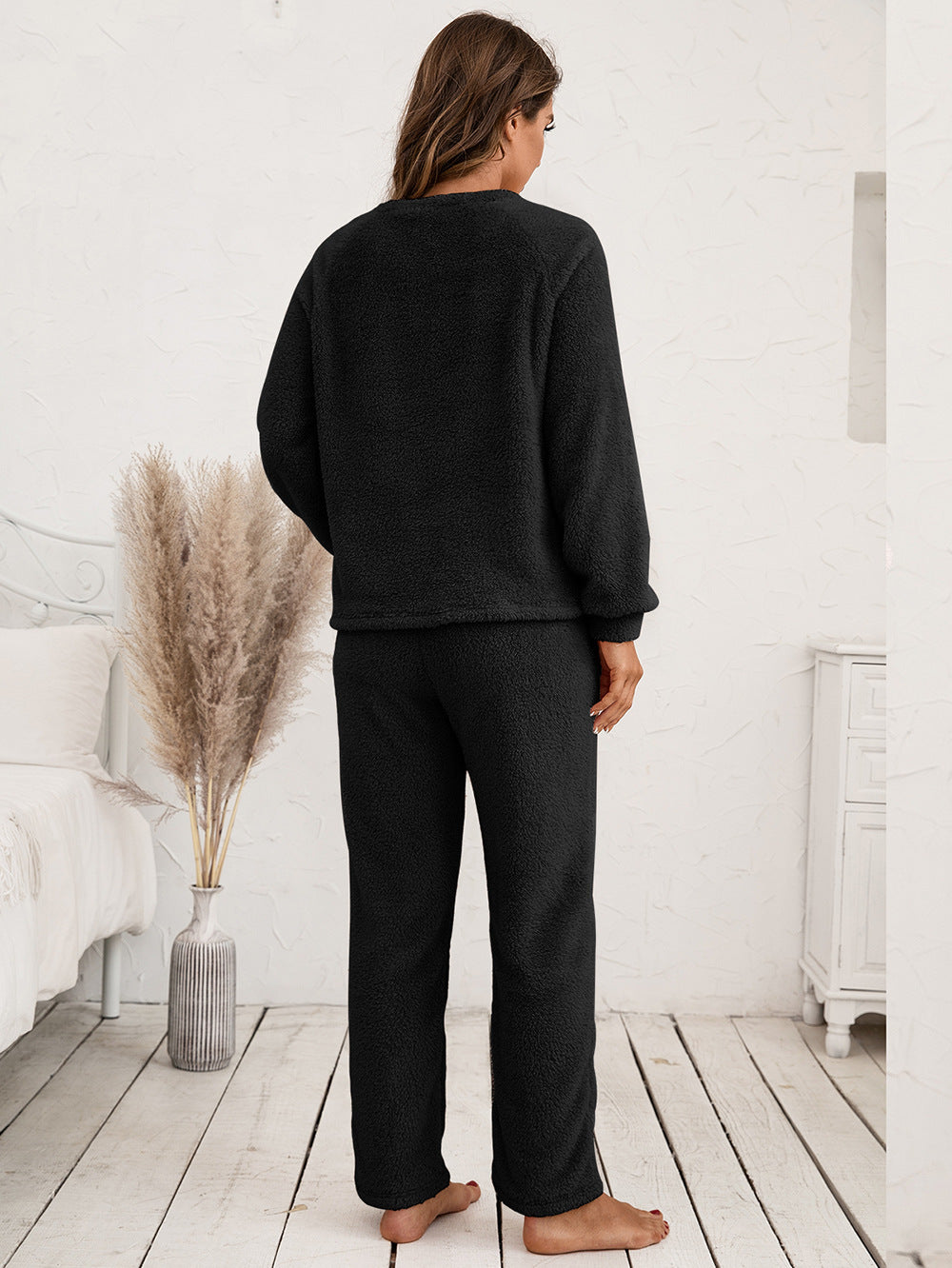 Teddy Long Sleeve Top Pants Lounge Set (9)