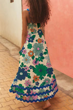 Printed Square Neck Wide Strap Dress (2)