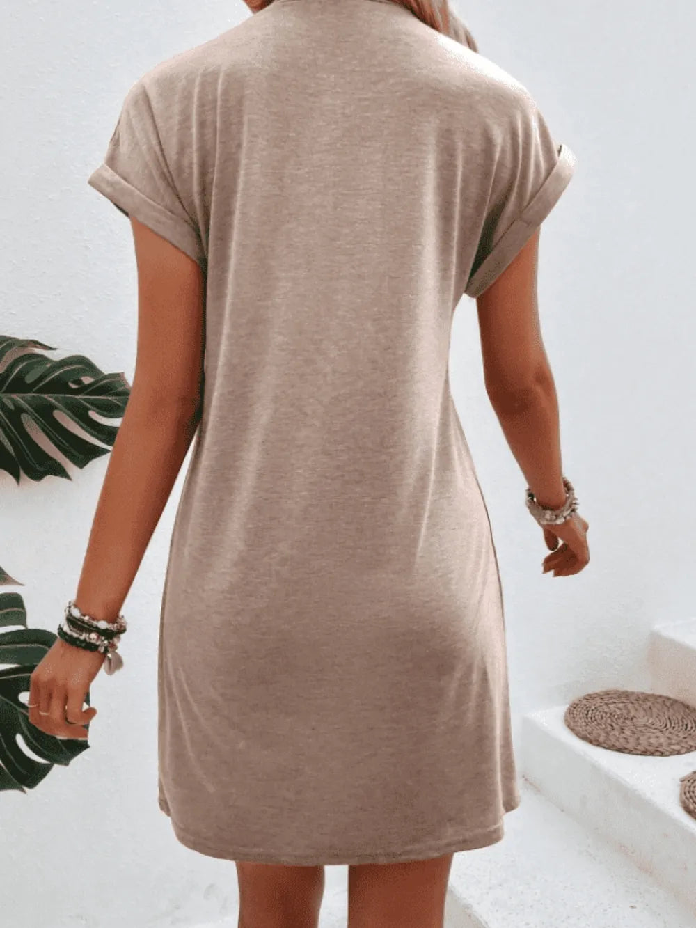 Exposed Seam Short Sleeve Mini Tee Dress (12)