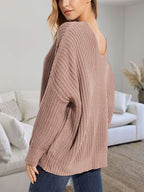 V-neck Batwing Dropped Shoulder Sweater (2)