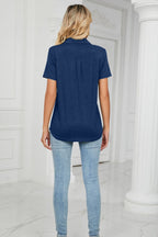 Curved Hem Johnny Collar Polo Shirt (9)