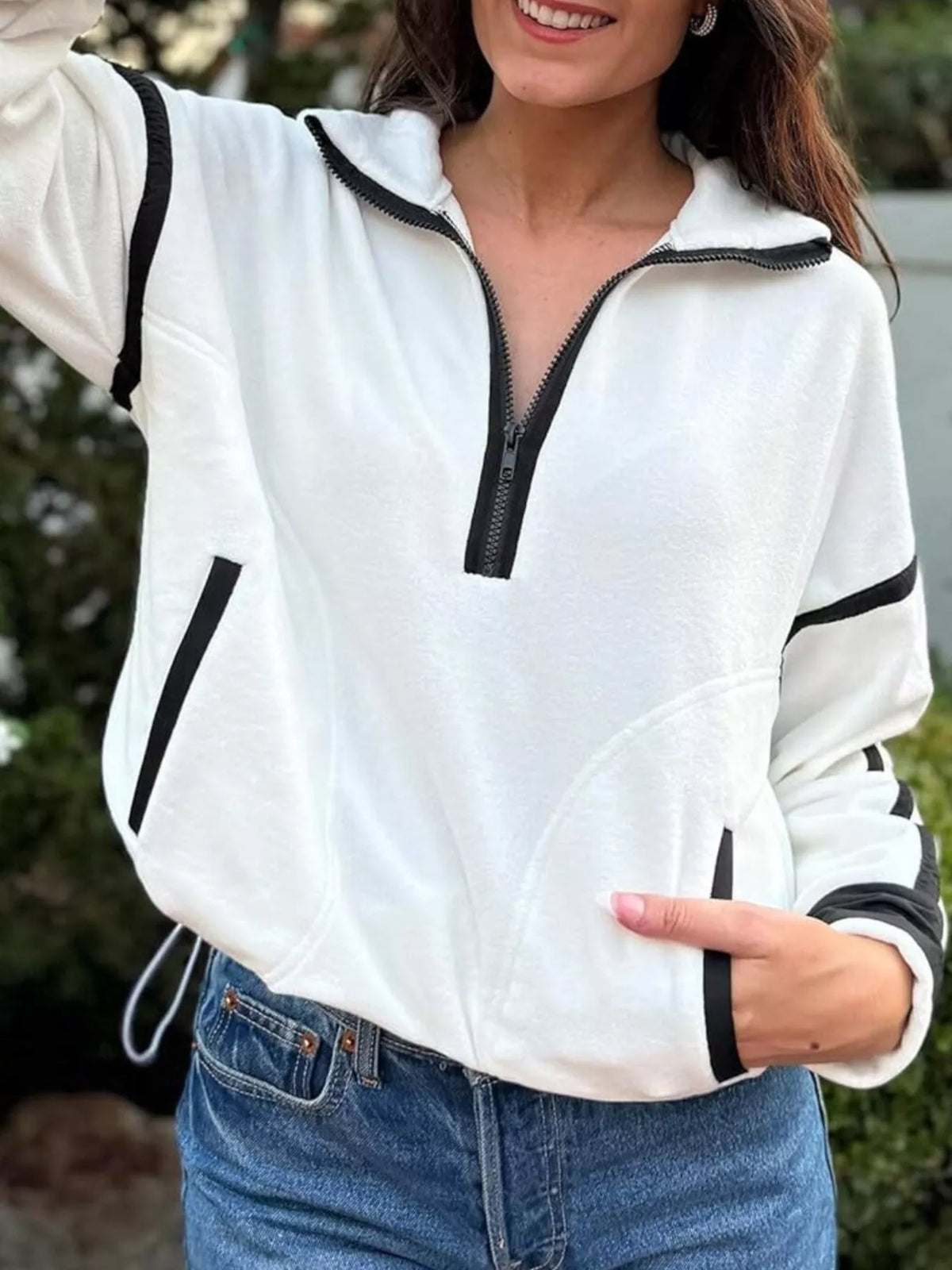 Half Zip Dropped Shoulder Sweatshirt (23)