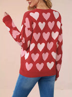 Heart Pattern Beaded Round Neck Sweater (17)