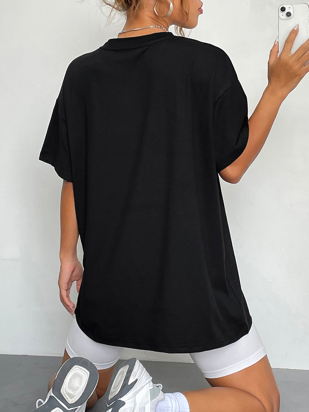 Round Neck Short Sleeve Ghost Graphic T-shirt (5)