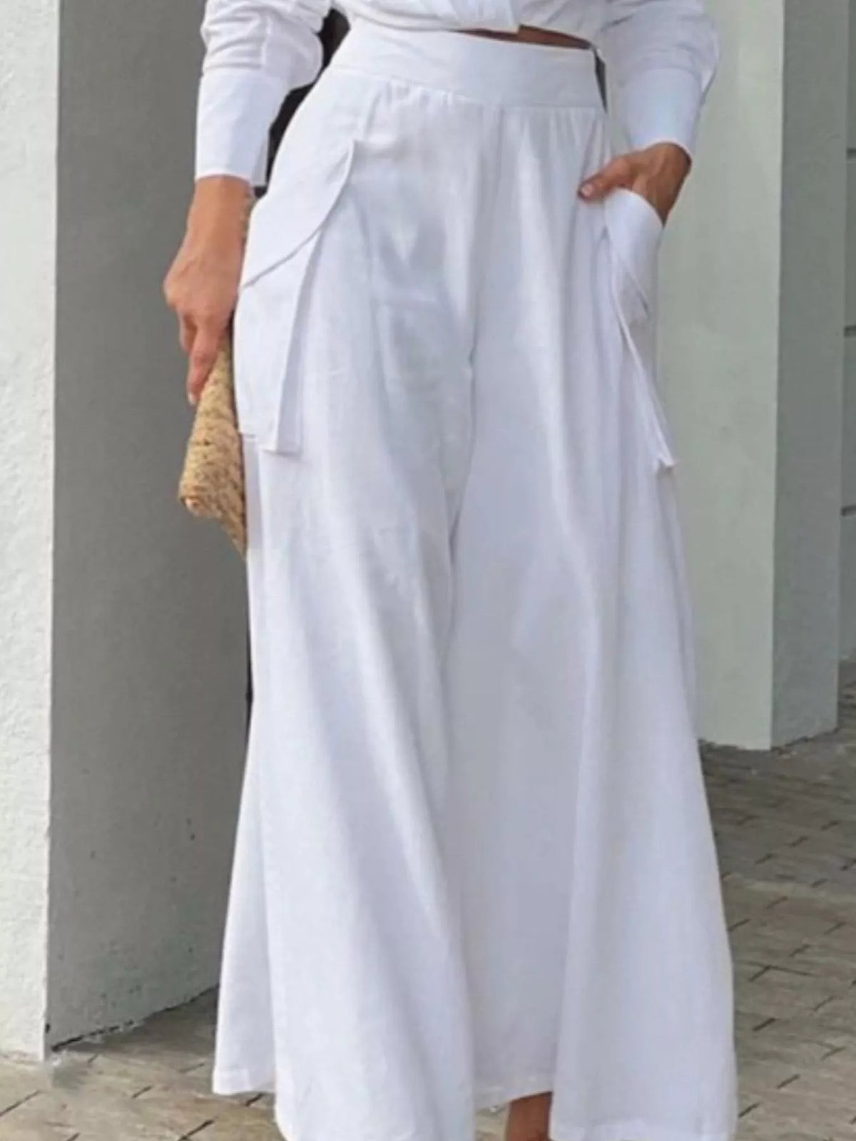 Long Sleeve Shirt Wide Leg Pants Set (16)