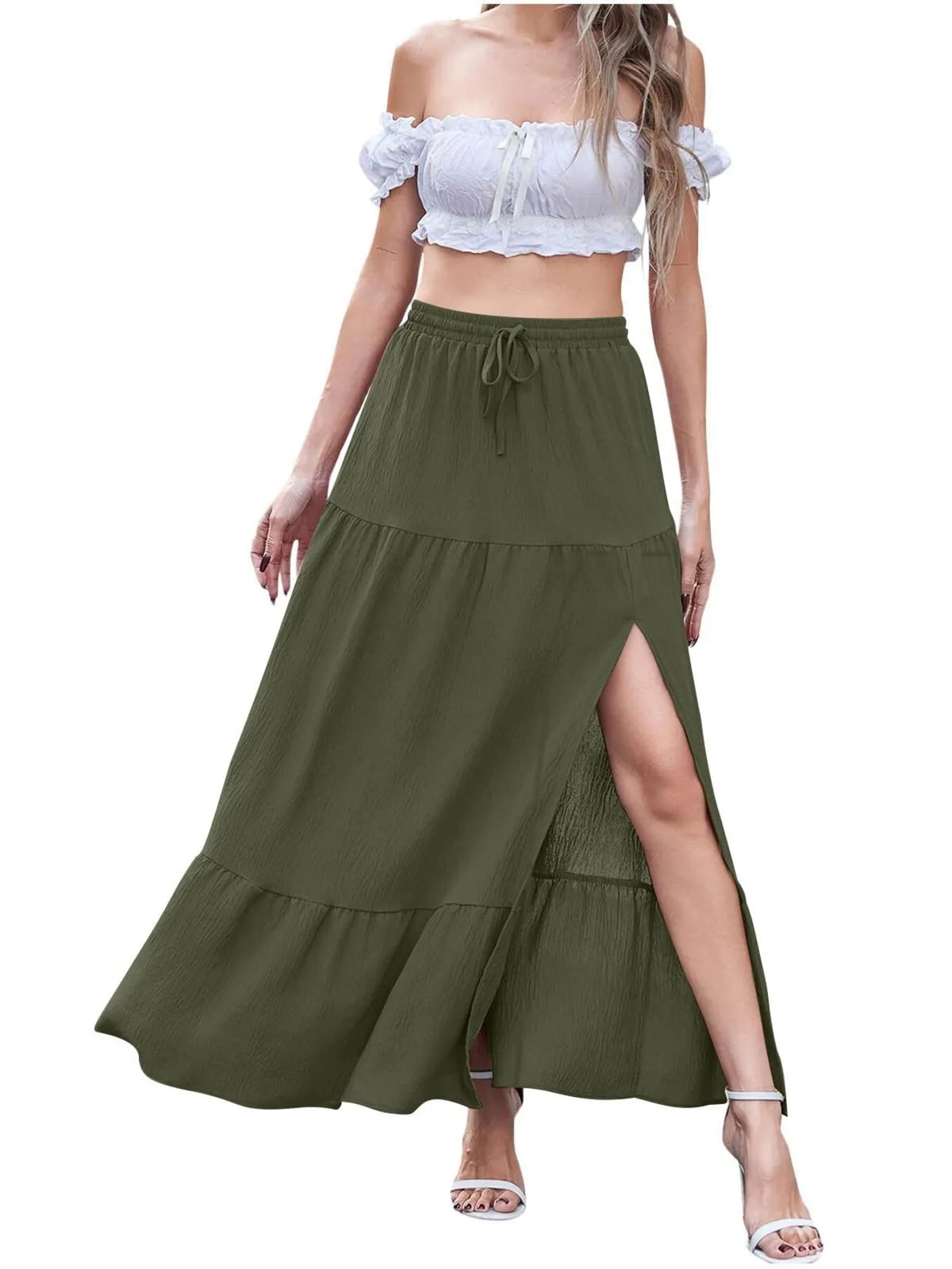 Full Size Slit Maxi Skirt Plus (13)