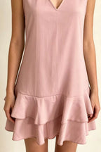 Full Size Sleeveless V-neck Ruffle Hem Mini Dress Plus (9)