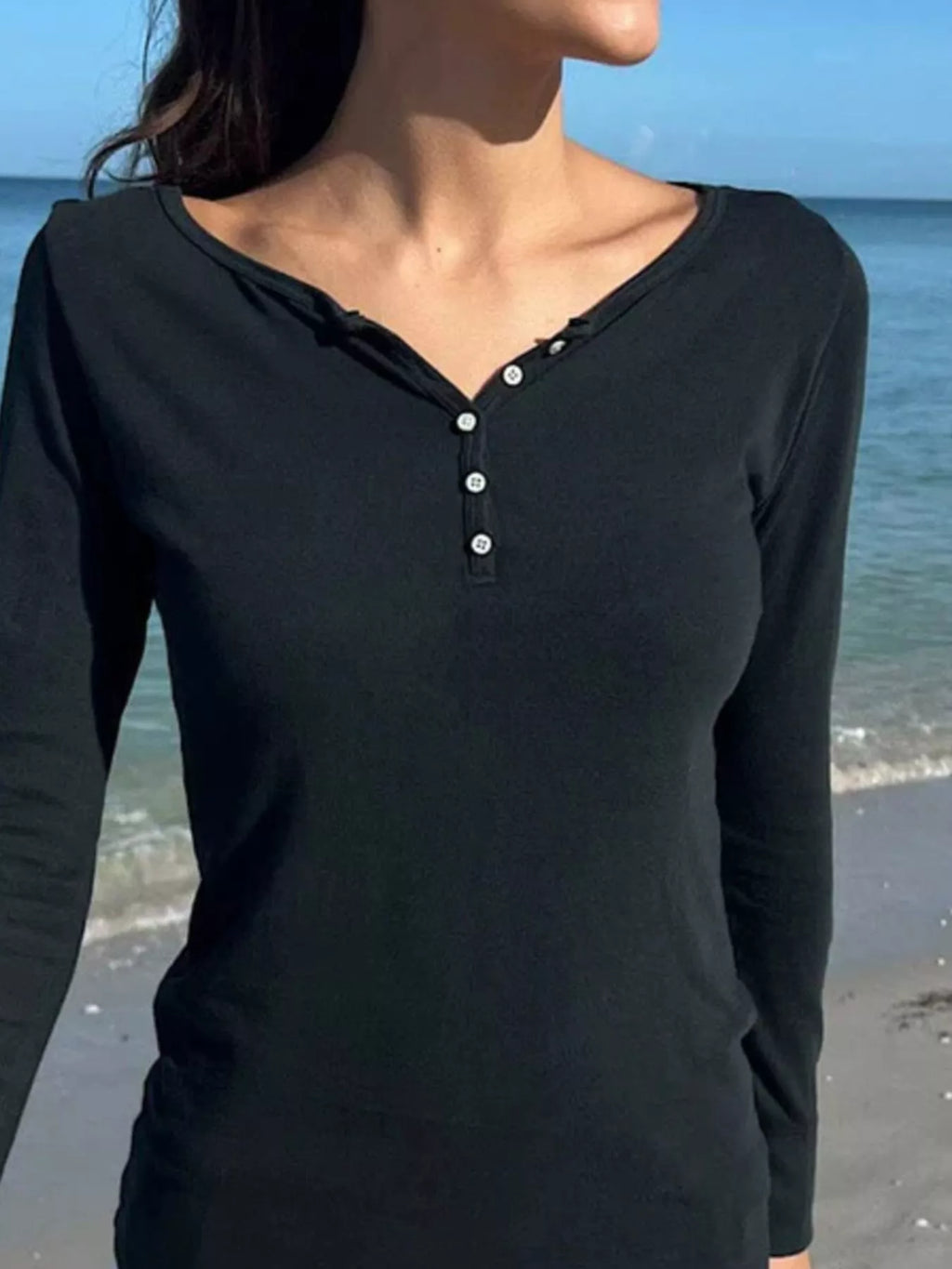 Striped Long Sleeve Henley T-shirt (16)