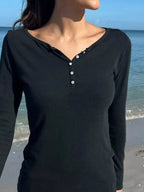 Striped Long Sleeve Henley T-shirt (16)