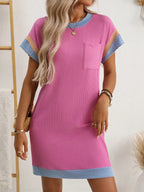 Round Neck Short Sleeve Mini Dress (19)
