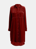 High-low Button Up Long Sleeve Knee Length Dress (11)