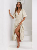 Tiered Puff Sleeve Midi Dress (14)