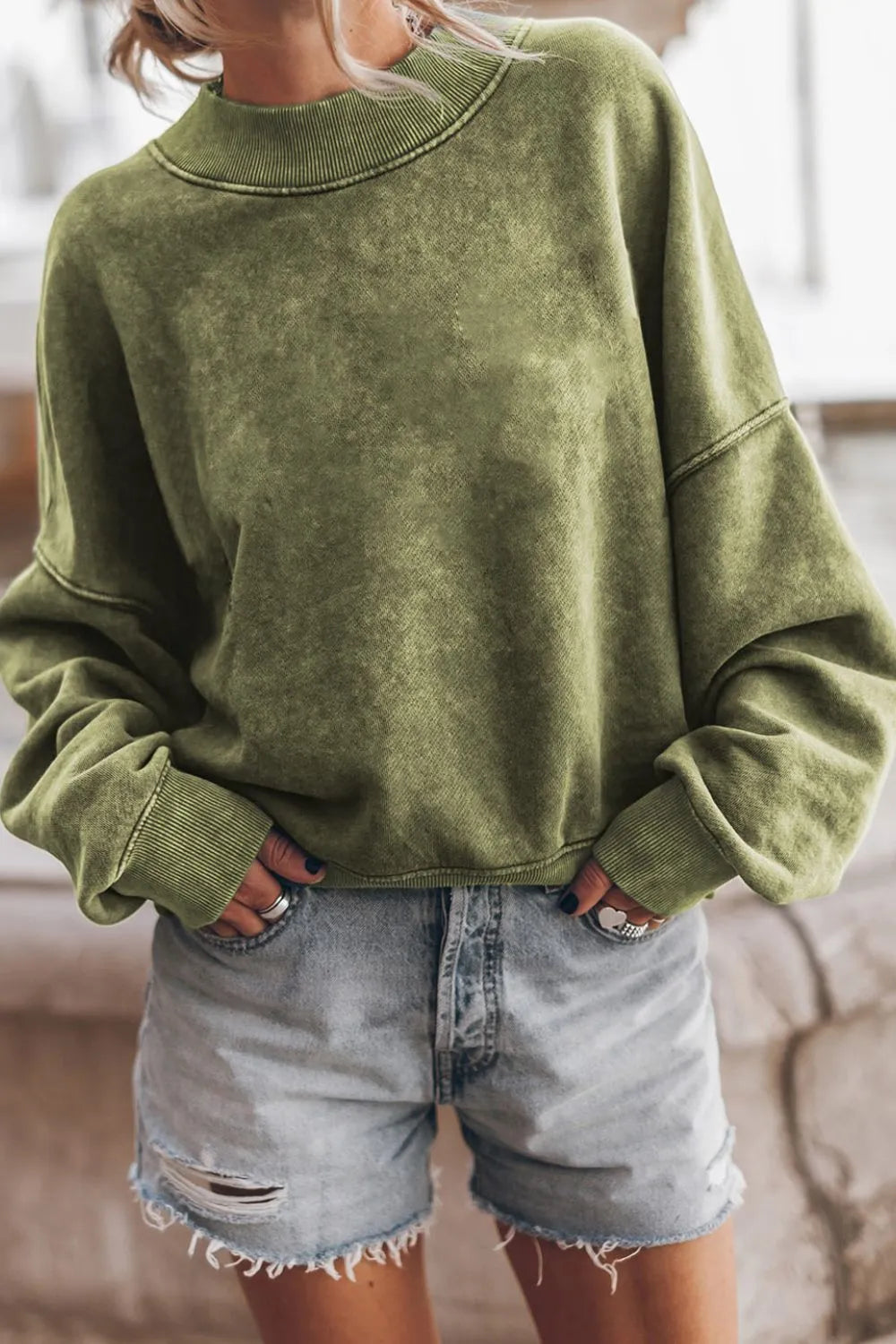 Mock Neck Dropped Shoulder Sweatshirt (2)