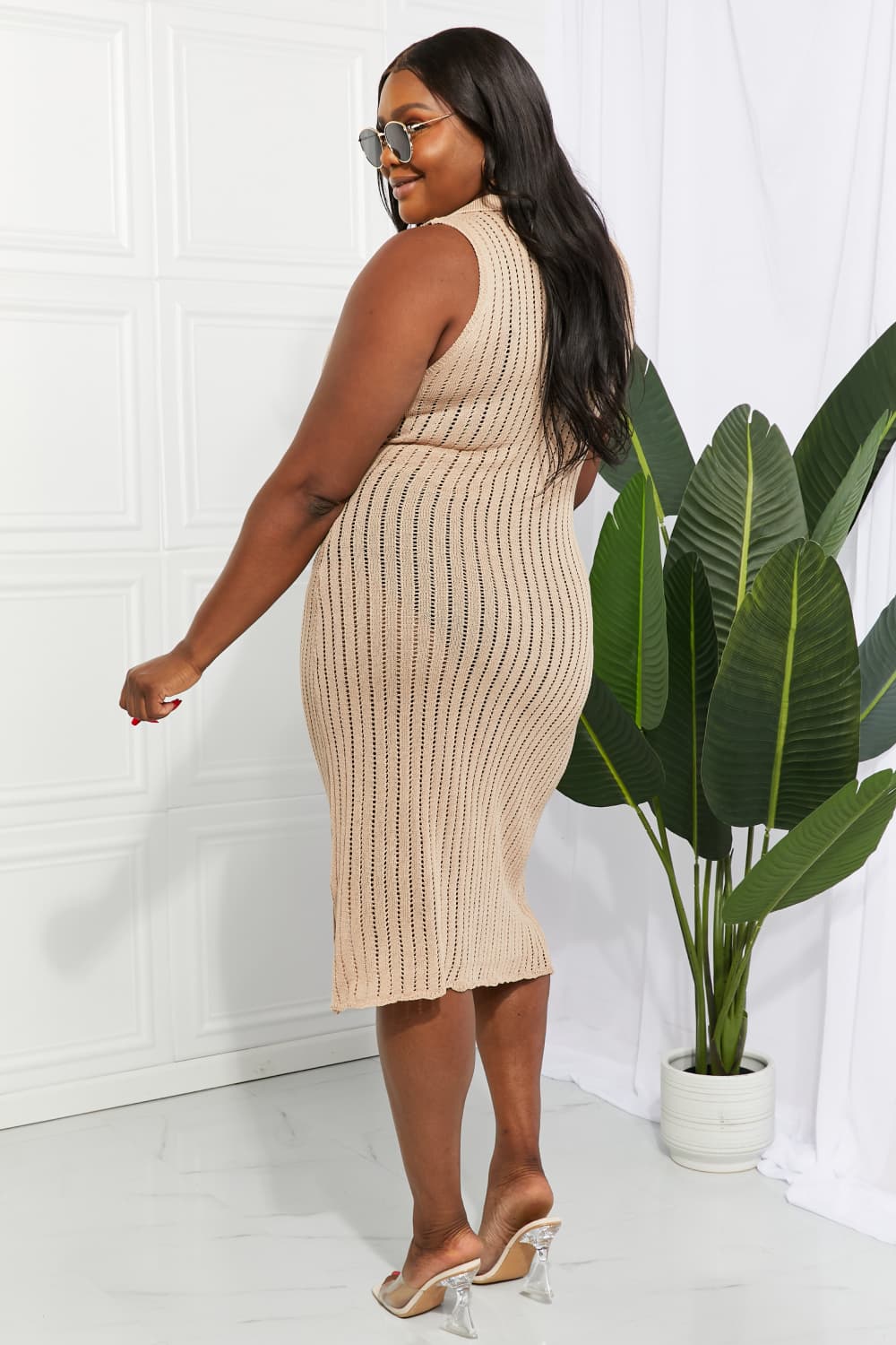 Openwork Johnny Collar Cover Up Dress (13)